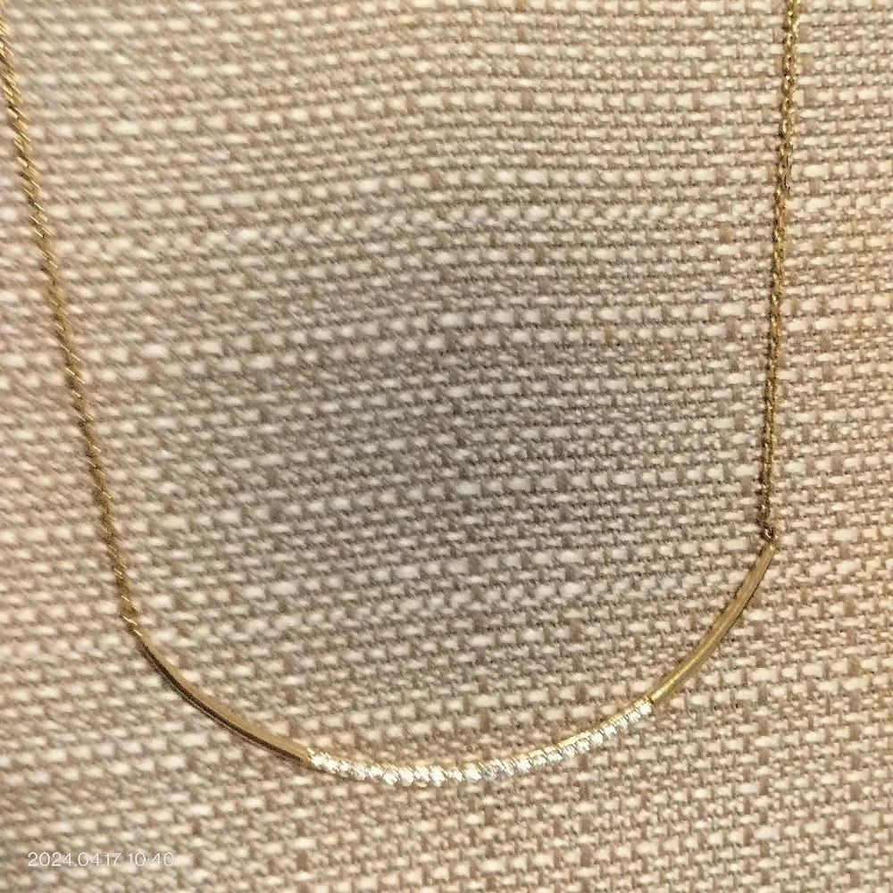 Stella & Dot Gold Tone Rhinestones bar Fashion Statement Adjustable Neclace